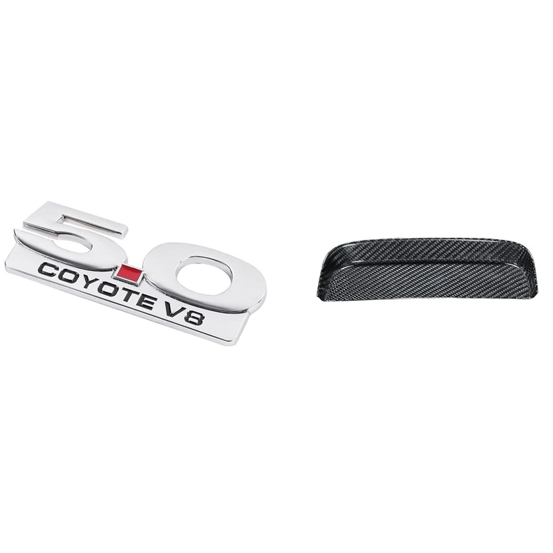 

Chrome Side Body Fender Emblems Decal Sticker Badge Nameplate with Carbon Fiber Car Gear Shift Panel Storage Box