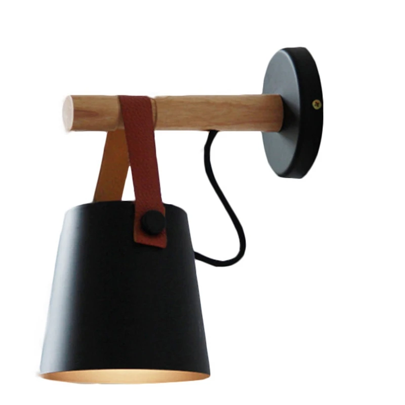 Светодиодная черная настенная лампа из цельного дерева прикроватная детский