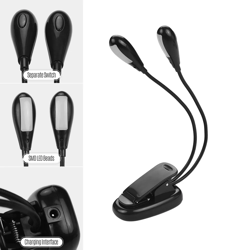 Музыкальный инструмент аксессуар клип на чтение светильник пюпитр лампа двойной