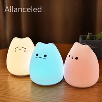 silicone cat animal pat touch led night light colorful table lamp child holiday gift sleepping creative desktop decor lighting