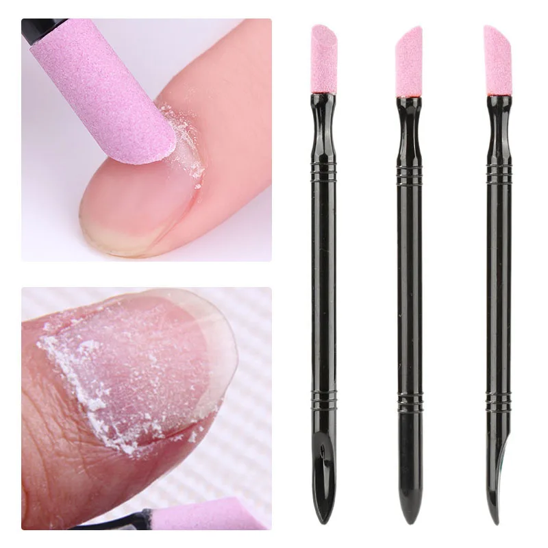 

3pcs Double-End Quartz Nail Cuticle Hangnails Remover Dead Skin Pusher Trimmer Manicure Nail Art Tool Grinding Rods