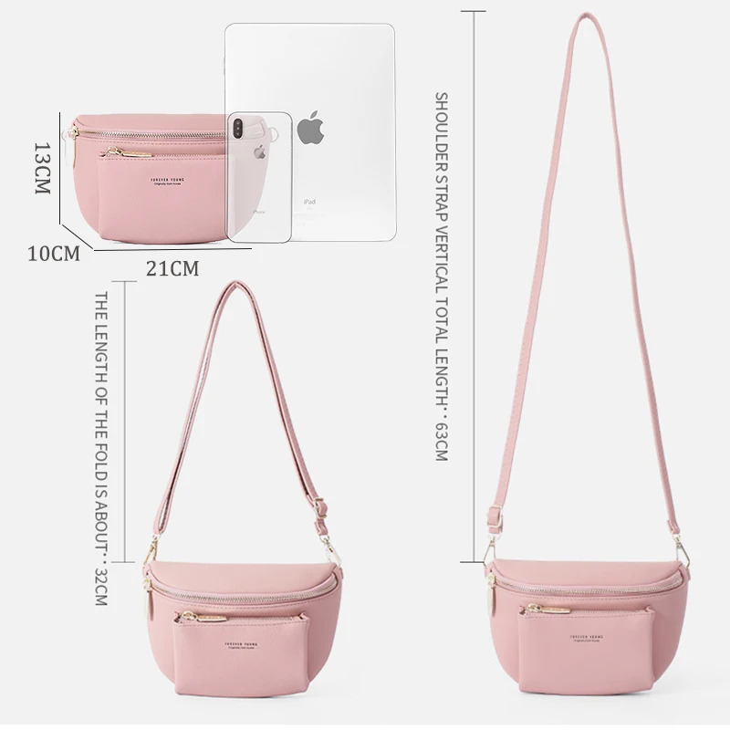 Brand Women's Waist Bag Soft PU Leather Belt Bags Designer Shoulder Messenger Chest Bag Female Fashion Fanny Pack Hip Purse NEW