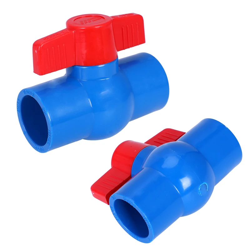

40mm x 40mm Slip Full Port Red Handle Lever U-PVC Ball Valve Blue
