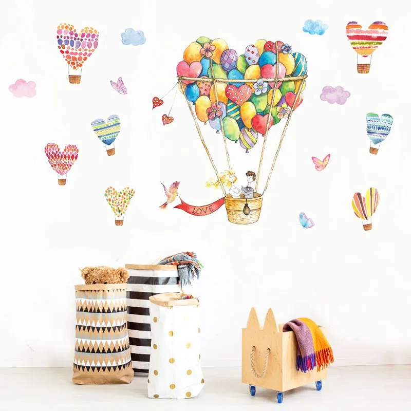 

Airplane Hot Air Balloon Wall Sticker Kids Baby Rooms Home Decoration Mural Watercolour Decals Nursery Stickers Flying Wallpaper