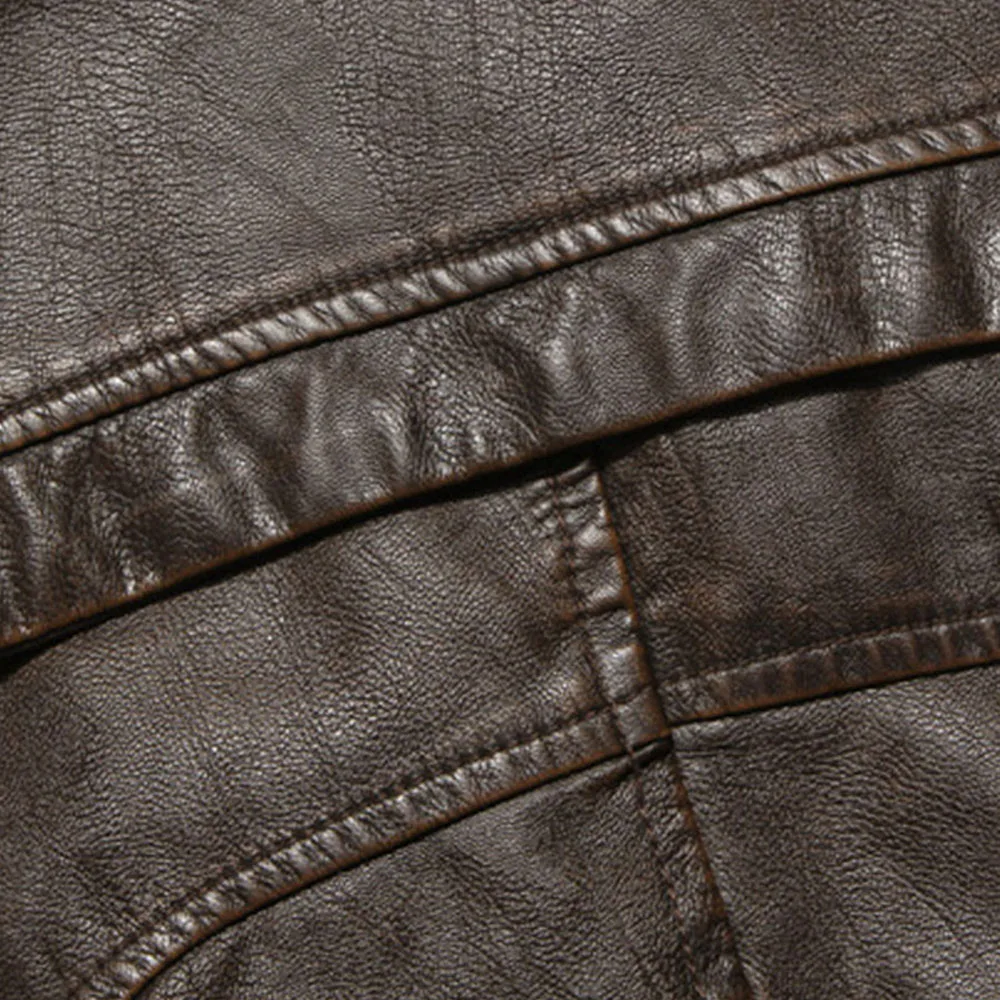 

Men Locomotive Leather Jacket European Old Washed PU Leather Jacket Stand Collar Plus Velvet Leather Jacket Coat Casual Fashion