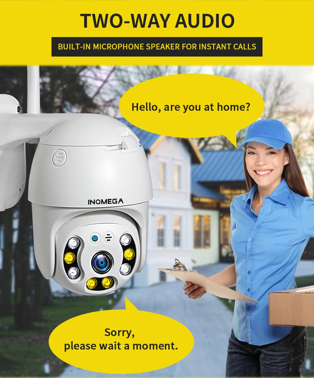 inqmega 1080p full color ptz auto tracking dome camera outdoor cloud storage wireless camera ip66 waterproof night vision free global shipping