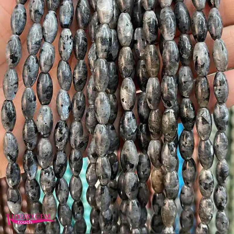 

Natural Black Labradorite Stone Spacer Loose Beads 5x12mm Smooth Oval Shape DIY Jewelry Making Accessories a4311