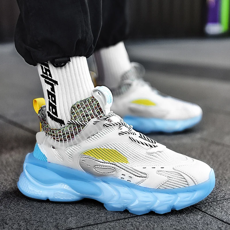 

2021 Spring New Casual Comfortable Running Men Breathable Gym Fly Woven Shoes Mesh Fashion Sneakers Zapatillas Deportivas Hombre