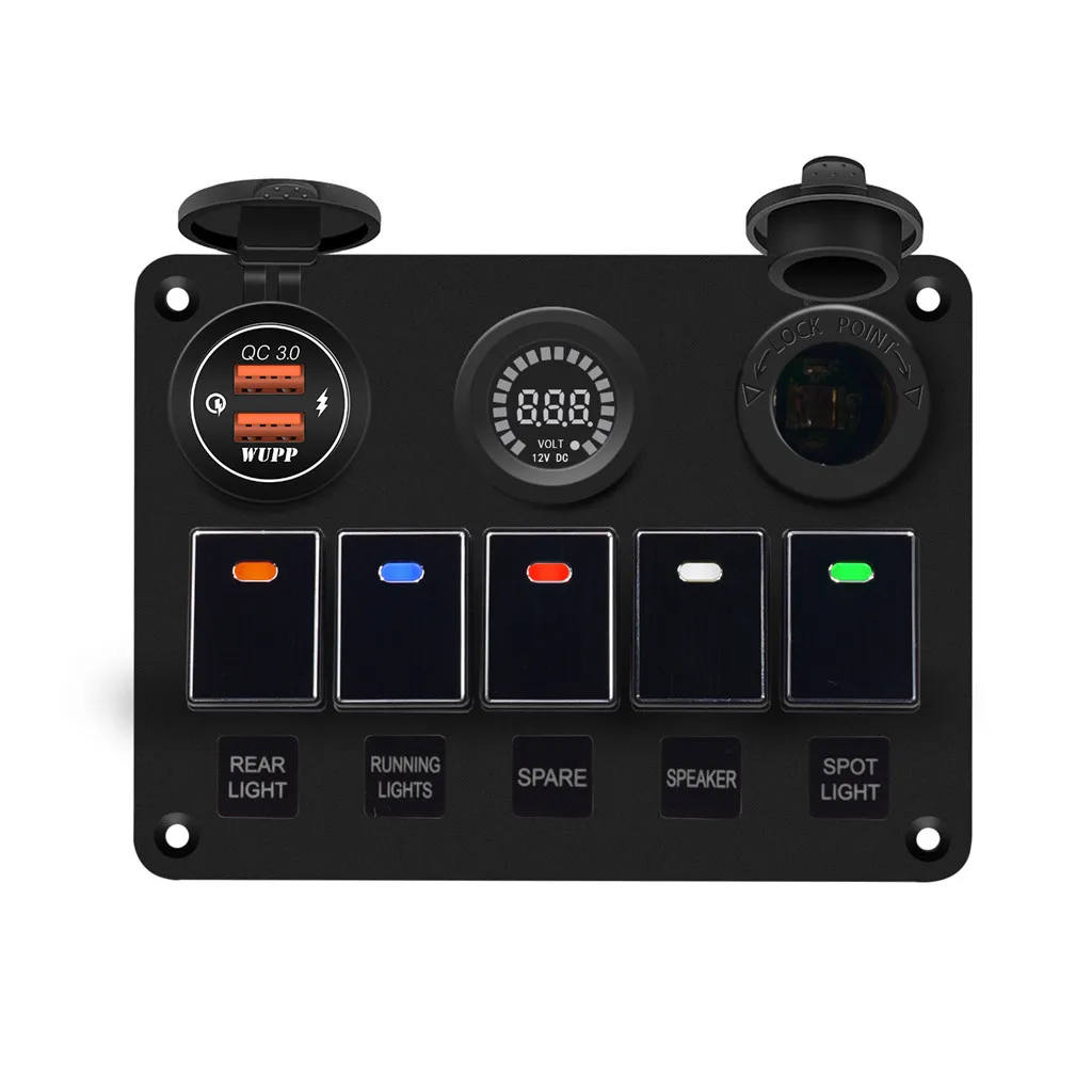 Металлическая панель переключателя 5 цветов двойная Быстрая зарядка из