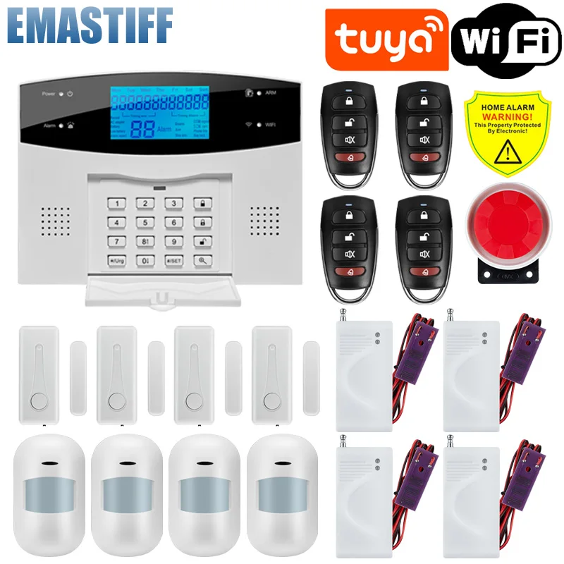 Security Alarm System for Home GSM Wifi Tuya Smart Life App Control Burglar Alarm Kit with Door Sensor work with Alexa
