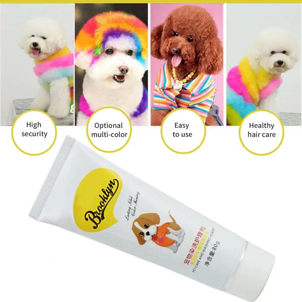 New 80g Pet Dog Cats Animals Hair Bright Coloring Dyestuffs Dyeing Pigment Agent Supplies Hair Coloring Safe Dog Accessories