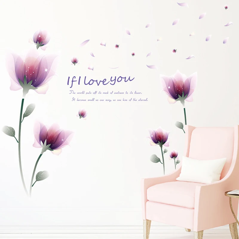 Фиолетовая Роза наклейки на стену виниловая модная Водонепроницаемая Наклейка