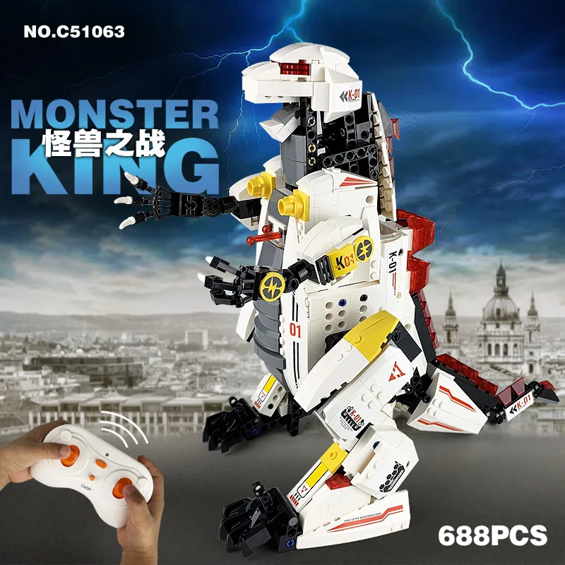 Новый 688 шт. пульт дистанционного Управление механический динозавр строительные