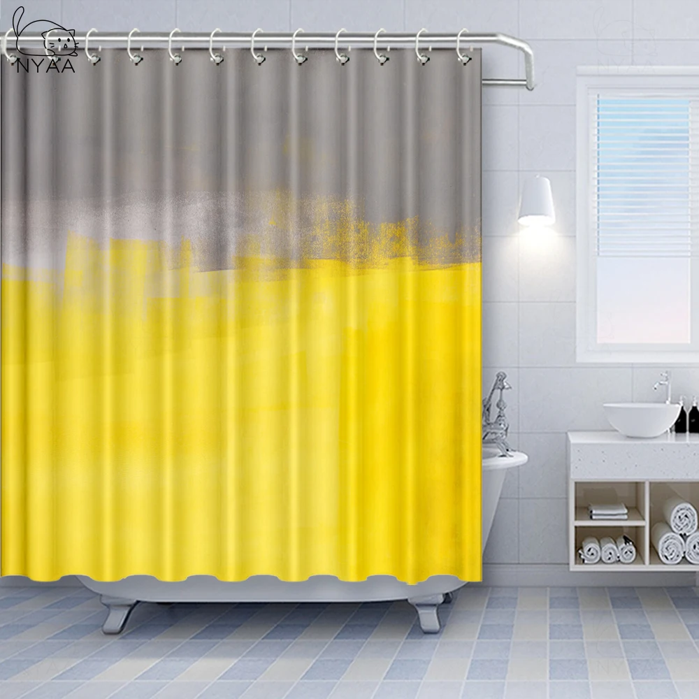 Vixm серый и желтый занавеска для душа гранж уличный стиль рисунок кисточкой