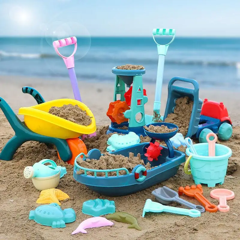 

Beach Toys For Kids Play Water Toys Sand Box Set Kit Sand Table Sand Bucket Summer Toys for Beach Play Sand Water Game Play Cart