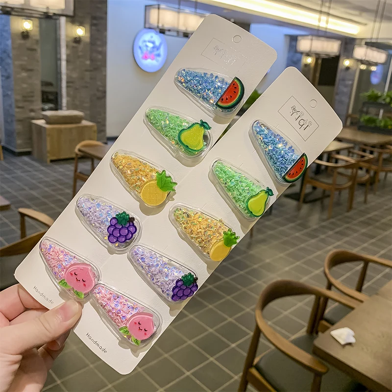 Зыбучие пески фрукты Заколка пряжка с пайетками в Корейском стиле милые BB зажим