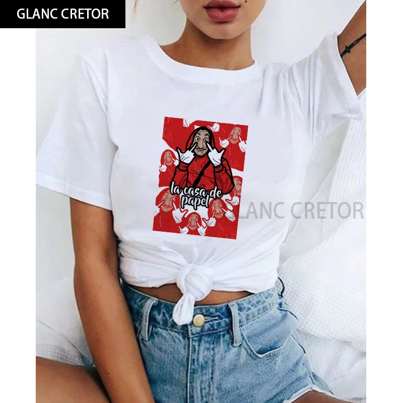 

2021 La Casa De Papel House of Paper Funny Harajuku Tshirt Money Heist Tees Women Streetwear