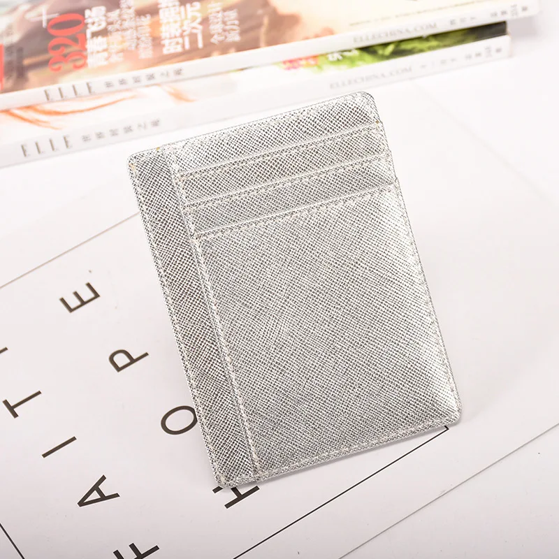 Split Leather Card Holder Men Women Slim Fashon Case  Bank Cards Solid Color Credit ID Card Holder  for Visa Black Brwon