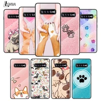 cute paw print dog for samsung galaxy s21 ultra plus 5g m51 m31 m21 tempered glass cover shell luxury phone case