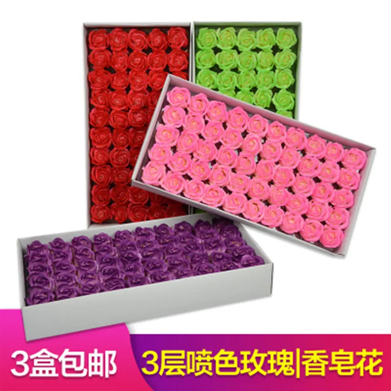 

50PCS Soap Flower Valentine's Day Spray Color Gradual Change Rose Soap Flowers Souvenir Girlfriend's Love Home Decoration