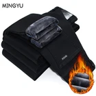 Джинсы мужские зимние с флисовой подкладкой, брендовая одежда, теплые плотные прямые брюки из денима, Хлопковые Штаны, большие размеры 40 42