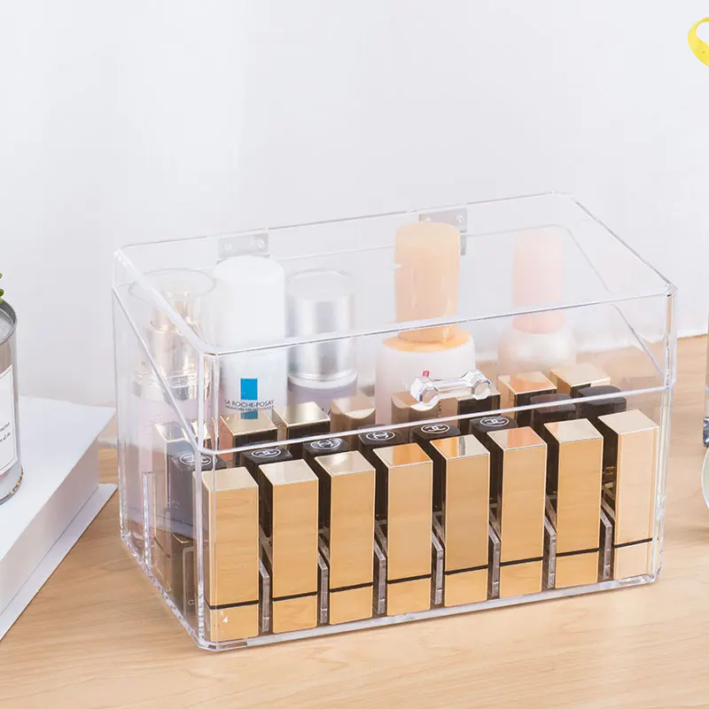 Пылезащитный акриловый Органайзер для губной помады с крышкой настольный