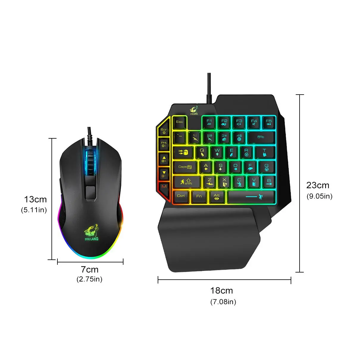 

LED Colorful Light One-Handed Mechanical Gaming Keyboard RGB Backlit Portable Mini Gaming Keypad Game Controller Gaming Mouse