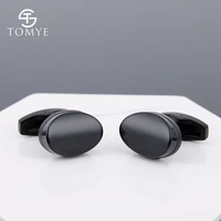 tomye mens cufflinks high quality fashion delicate matte black oval unique custom logo for alloy shirt cuff links xk19s094
