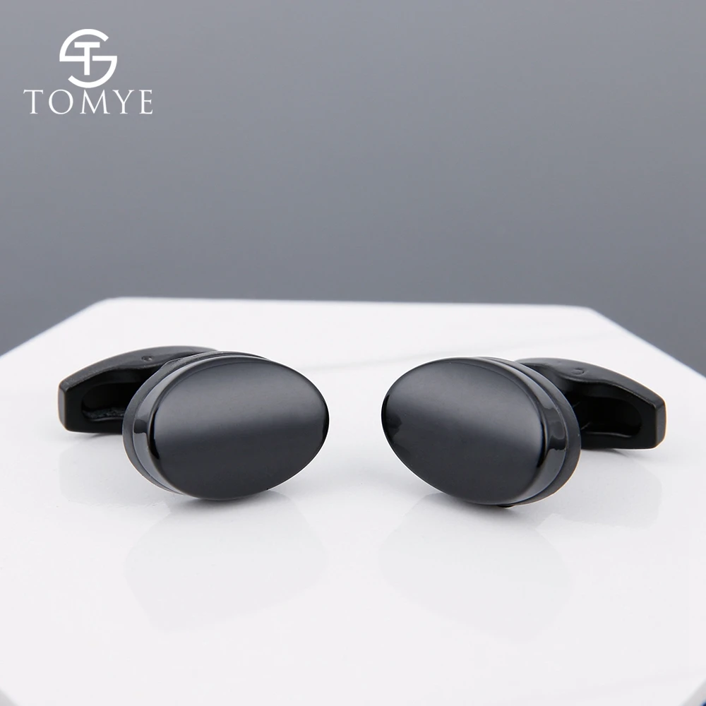 Запонки TOMYE XK19S094 мужские модные нежные матовые черные Овальные с уникальным