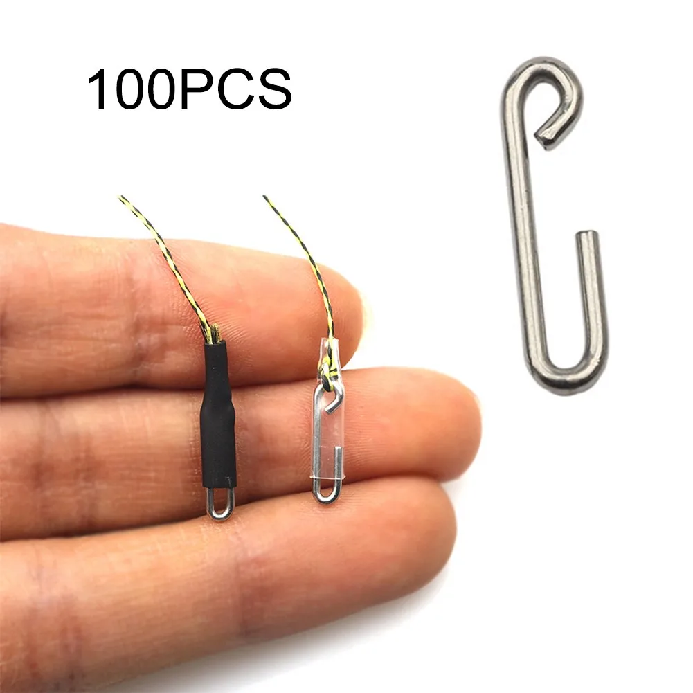 

100pcs Clip Fishing Hook Lure Connector Quick Change Snap Tackle Stainless Steel Minfishing Swivel Interlock Snap Tackle Tool