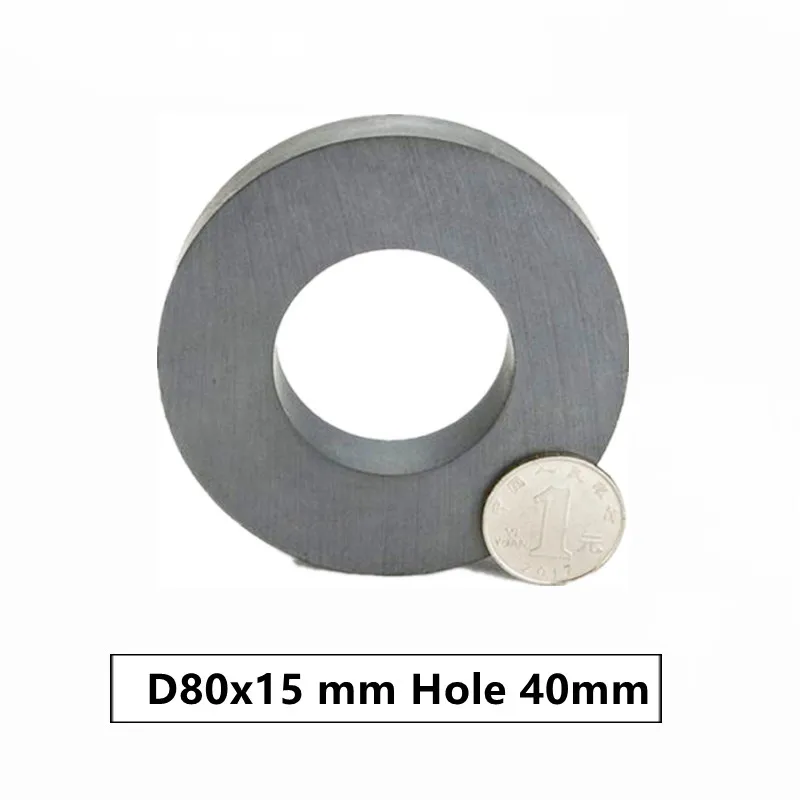 1pcs/lot Y30 Ring Ferrite Magnet 80*15 mm Hole 40mm  Permanent magnet 80mm x 15mm Black Round Speaker magnet 80X15mm