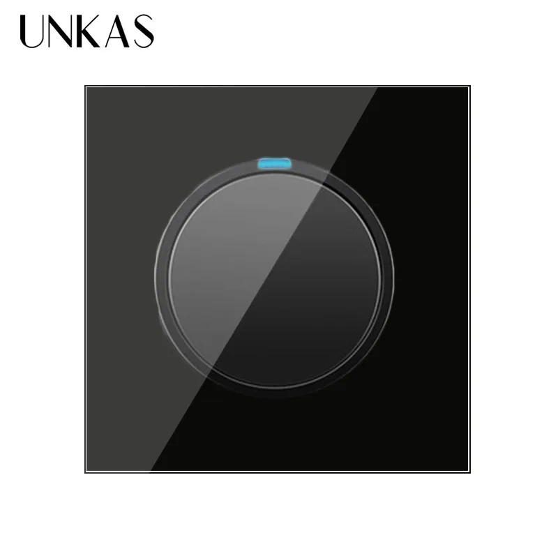 UNKAS 1 Gang Way Random Click On / Off Wall Light Switch With LED Indicator Knight Black Crystal Tempered Glass Panel | Обустройство