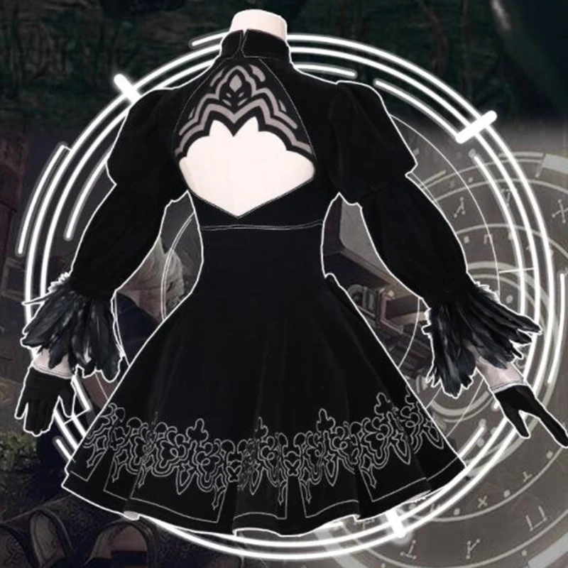 Костюмы для косплея Game NieR: Automata YoRHa No 2 Тип B сексуальное черное платье с перчатками