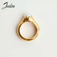 joolim gold plated pearl irrregulality stainless steel rings 2020 jewelry