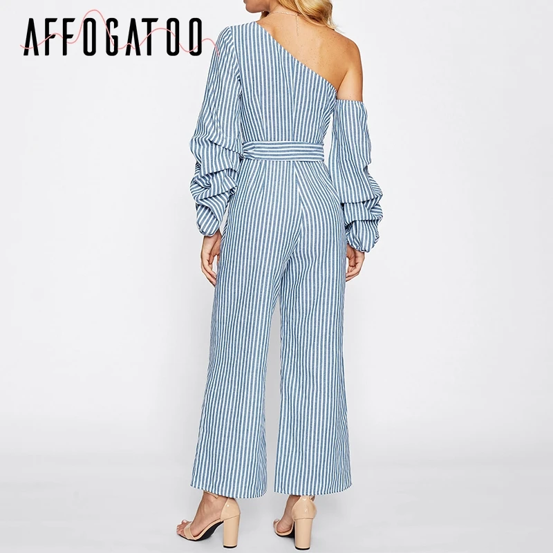 Afogatoo сексуальный полосатый комбинезон на одно плечо Женский Повседневный