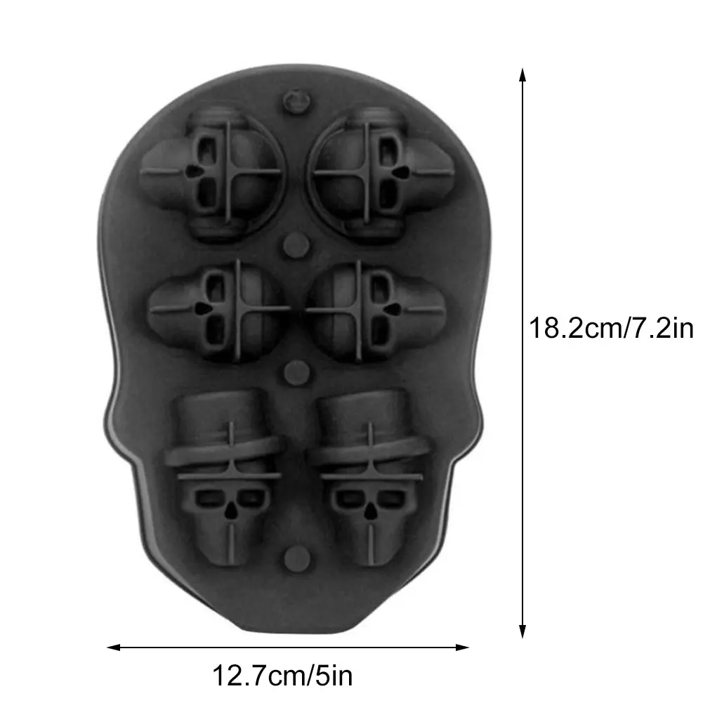 

3D Silicone Skull Ice Maker Mold Bones Ball Tray Cake Candy Tools Kitchen Gadgets 6 Grid Whiskey Ice Ball Mold Ice Cube Maker