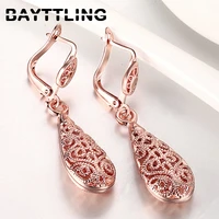 bayttling 46mm silver color goldrose goldsilver vintage hollow water drop earrings for woman party birthday jewelry