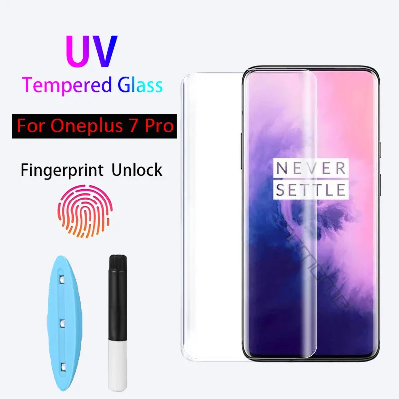 УФ закаленное стекло для OnePlus 7 Pro полный жидкий клей протектор экрана One Plus