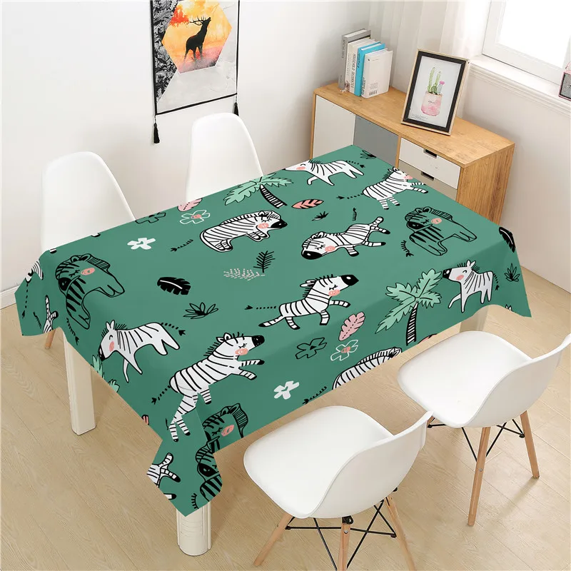 

Cartoon Zebra Tablecloth polyester Hotel Picnic Table Rectangular Table Covers Home Dining Tea Table Decoration
