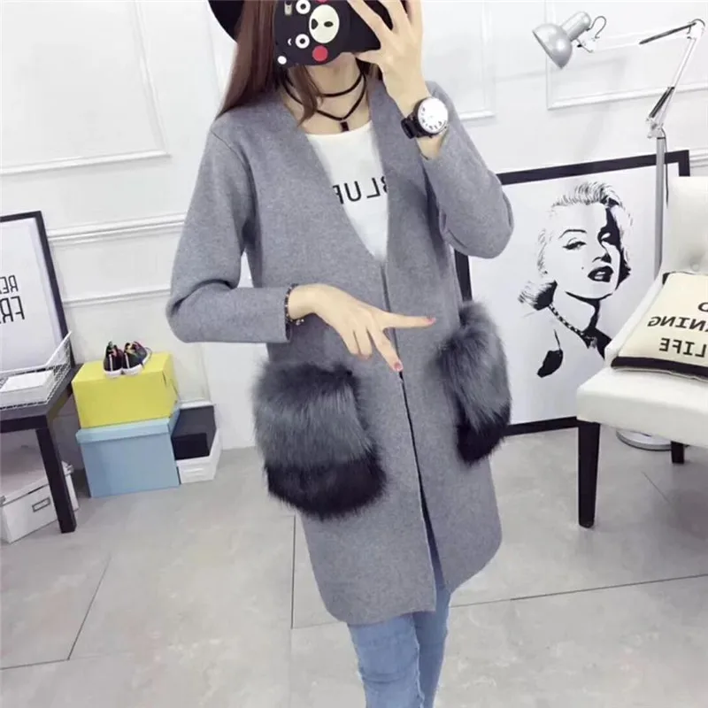 Большой размер женский свитер Новинка весна осень вязаный кардиган длинный