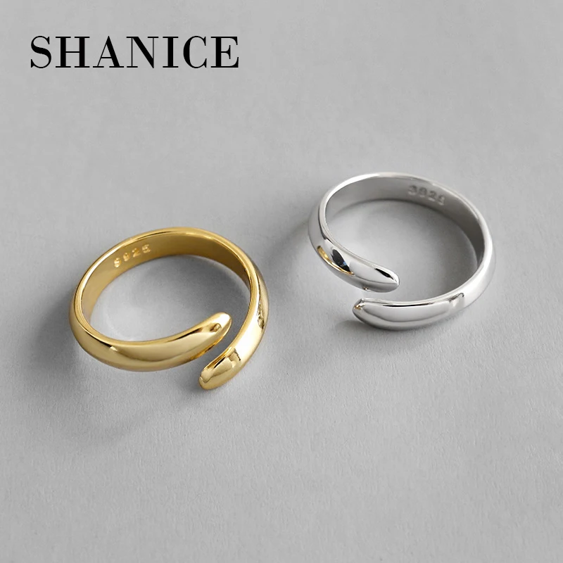 SHANICE s925 Серебряное Открытое кольцо гладкое лицо крест открытие кольцо для женщин вечерние ювелирные изделия мужские Модные палец круглое кольцо