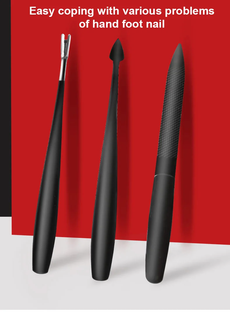 

Clippers Trimmers 9-piece Stainless Steel Black Nail Clippers Set Nail Tools Nail Art Tools