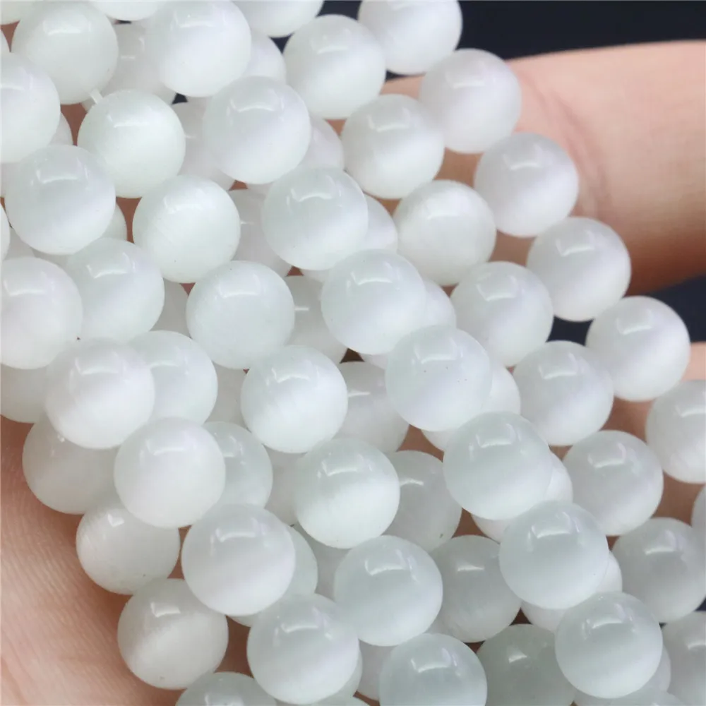 Новые модные амулеты мексиканские белые круглые опаловые кошачьи глаза 4 6 8 10 12 мм