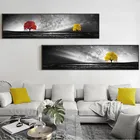 Плакат в скандинавском стиле, Черно-Белая настенная живопись, холст, желтый мост, каменное дерево, Современная минималистская Настенная картина для гостиной