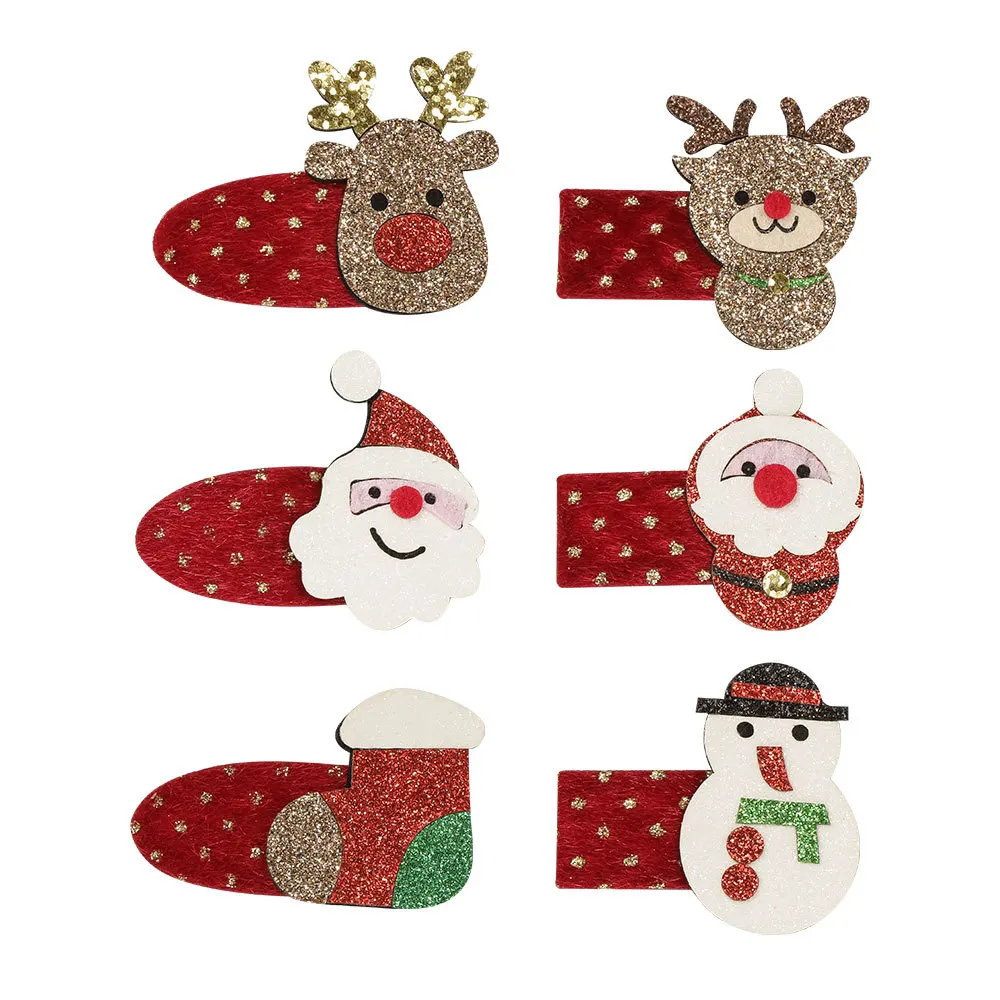 

New 1PCS Sweet Kids Christmas Hairpin Santa Hat Hair Clips Snowman Elk Barrettes for Baby Girls Fashion Hair Accessories Gifts