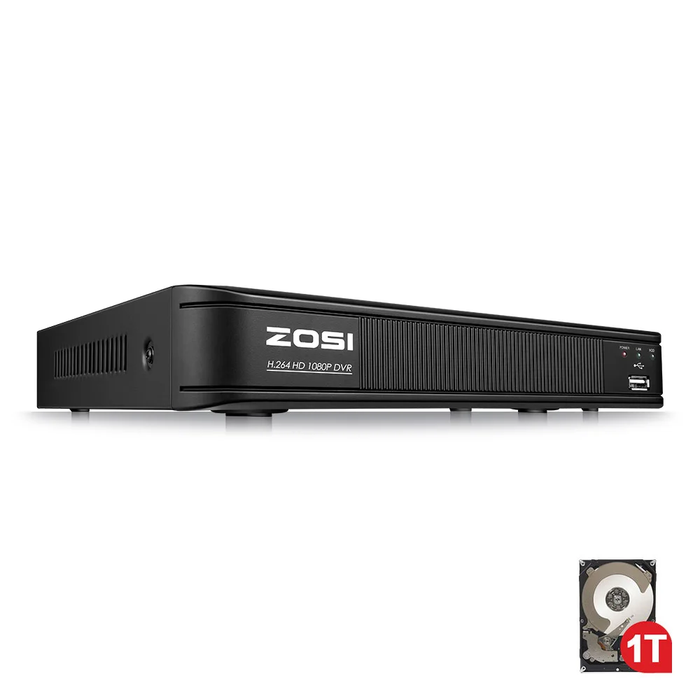 ZOSI 1080P 2.0MP 8-канальный сетевой видеорегистратор Высокое разрешение Hybrid 4 в 1 HD TVI DVR чехол для безопасности CCTV Камера комплект с 2 ТБ HDD жесткий диск