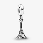 Бесплатная доставка подлинное 925 стерлингового серебра Париж Эйфелева башня мотаться, очаровательный, подрходит к оригиналу Pandora, браслет для женщин, сделай сам, ювелирное изделие