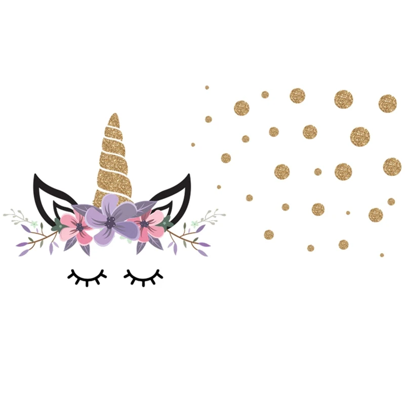 Креативные настенные стикеры с единорогом и звездами для девочек Цветочные