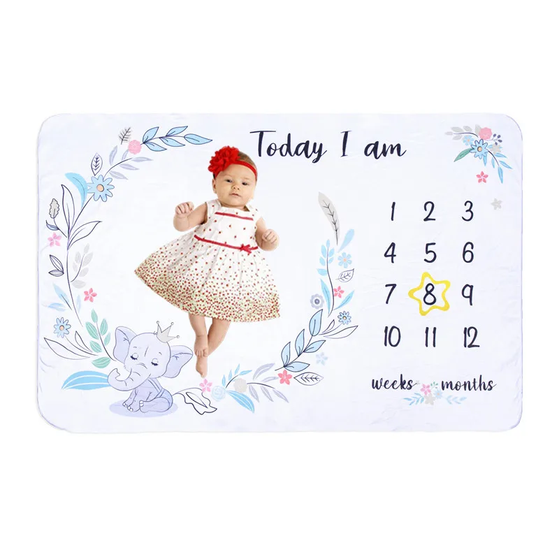 

Baby photo blanket flannel photo blanket Photo Props growth commemorative blanket cover blanket air conditioning blanket