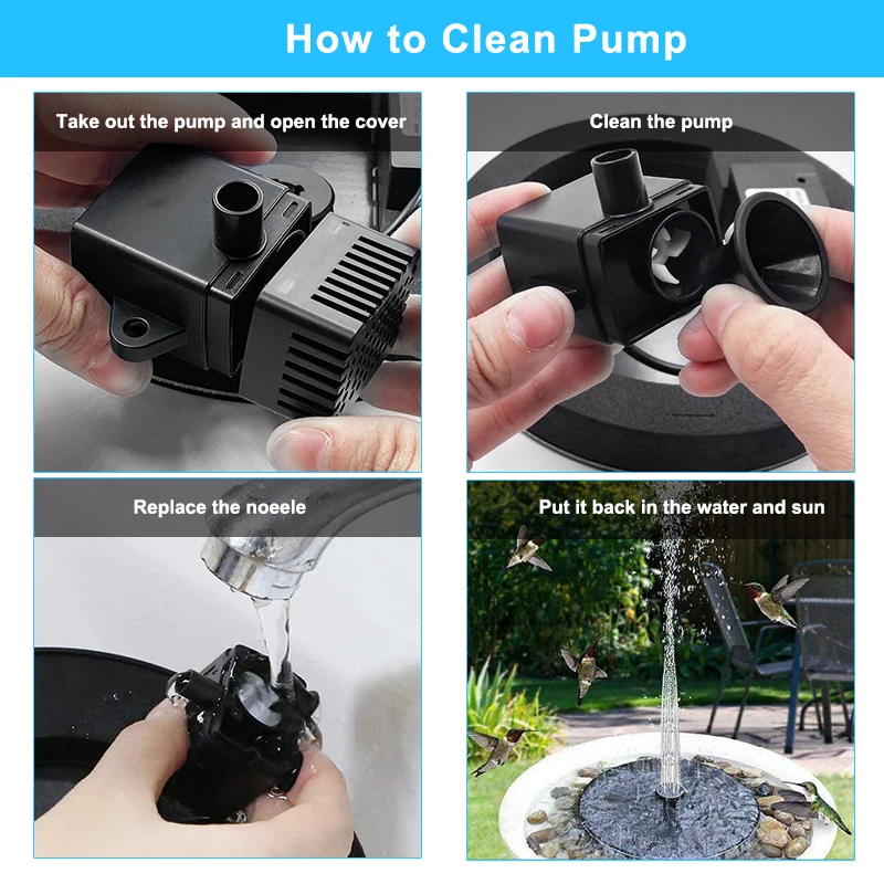 Садовый фонтан на солнечной батарее уличный водопад пруд плавающий водяной